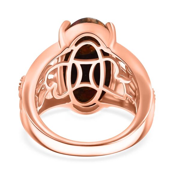 Karis Matrix Fire Opal 7.10 ctw Flower Ring in 18K RG Plated Size 7 - Picture 3 of 4